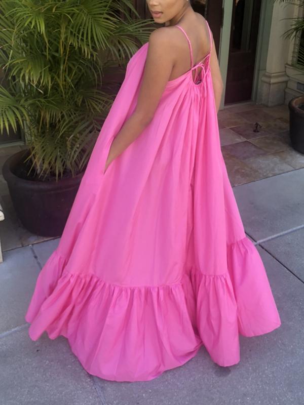 Sexy Solid Color Suspender Dress