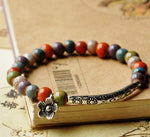 Load image into Gallery viewer, Ethnic style ceramic bracelet flower glaze bead bracelet
