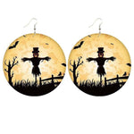 Load image into Gallery viewer, Halloween wooden pumpkin castle bat ghost earrings
