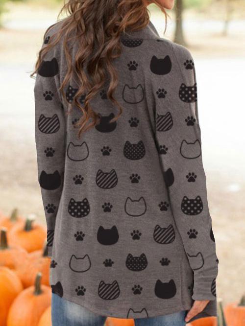 Pet Cartoon Print Casual Cardigan