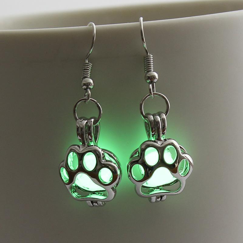 Personalized Hollow Multicolor Luminous Dog Paw Earrings