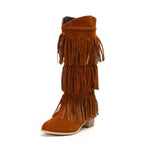 Load image into Gallery viewer, Women&#39;s Retro Fringed Thick Heel Boots
