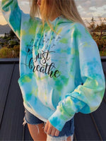 Load image into Gallery viewer, Just Breathe Dandelion Print Tie-Dye Hooded Sweatshirt
