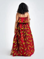 Load image into Gallery viewer, Fashion African Print Slotted Neck Top Split Long Skirt Two Piece Set
