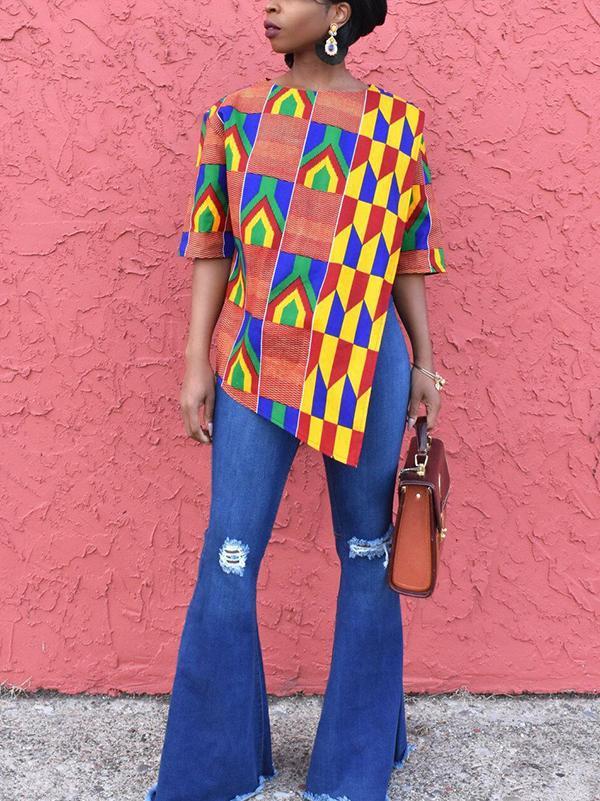 Women's fashion irregular sleeve top