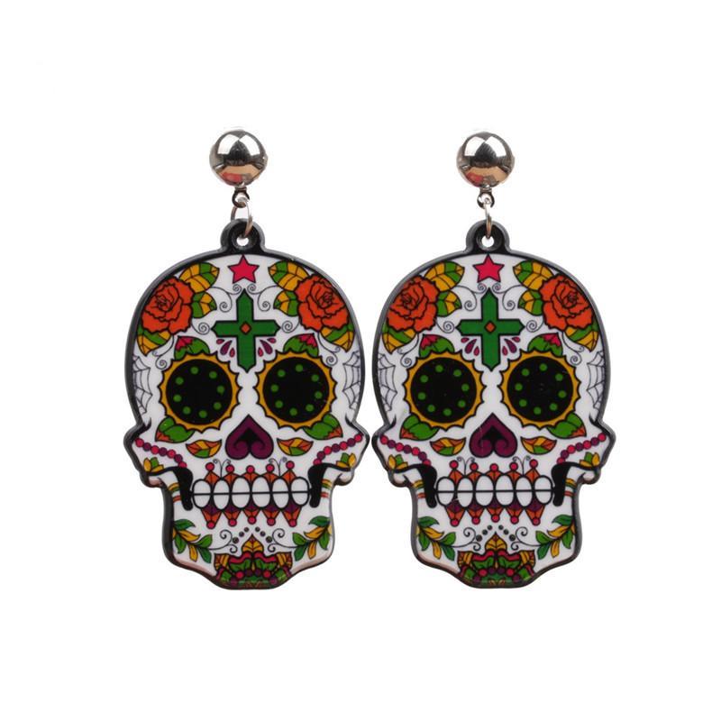 Halloween fear skull earrings