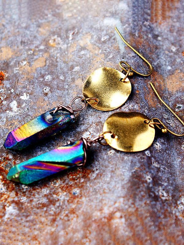 Crystal Stone Earrings Vintage Round Earrings