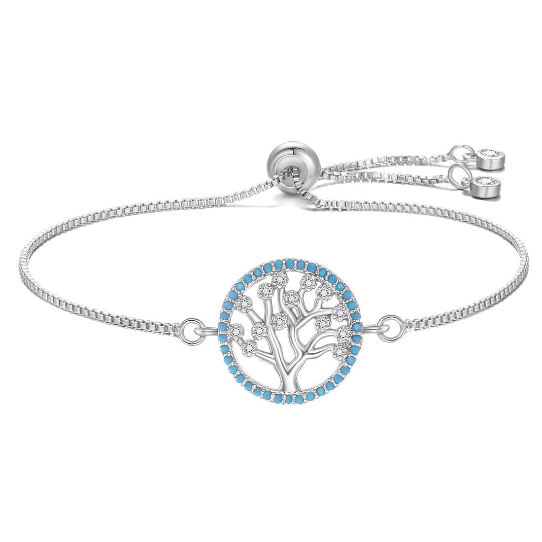 Women's Faith Tree Of Life Turquoise Gem Inlaid Bracelet