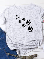 Load image into Gallery viewer, Casual dog paw print crew neck T-shirt
