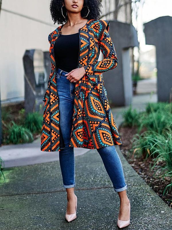 Women's retro long sleeve zipper coat