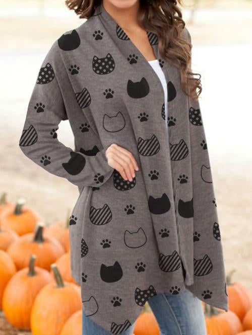 Pet Cartoon Print Casual Cardigan