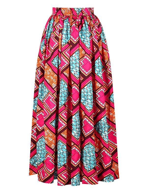 Women's Fashion Word Shoulder Ethnic Print Two-piece Set