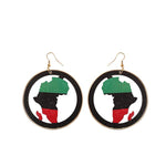 Load image into Gallery viewer, Map hollow wooden big earrings
