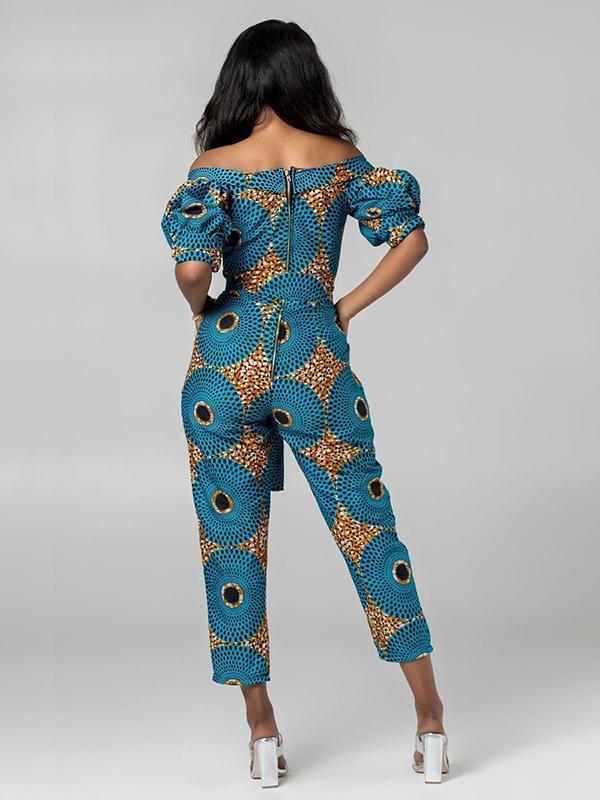 Women's Ethnic Lantern Sleeve Strapless Jumpsuit