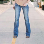 Load image into Gallery viewer, Dog Paw Ladies Low-rise Medium-washed Denim Bootcut Pants
