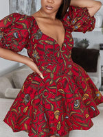 Load image into Gallery viewer, Fashion V-neck Lantern Sleeve Dress
