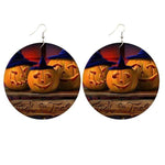 Load image into Gallery viewer, Halloween wooden pumpkin castle bat ghost earrings
