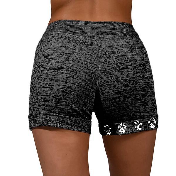 Women's Fist And Dog Paw Print Drawstring Stretchy Soft Shorts