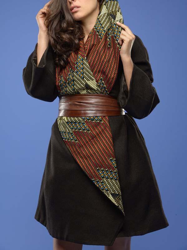 Women's vintage print woolen coat