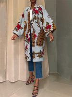 Load image into Gallery viewer, Ethnic print loose long sleeve trench coat
