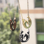 Load image into Gallery viewer, Simple lady Horse girl clavicle chain stainless steel horseshoe pendant necklace
