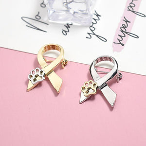 Personalized Bowtie Ribbon Dog Paw Brooch