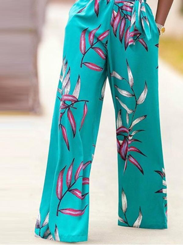 One-shoulder printed short-sleeved jumpsuit