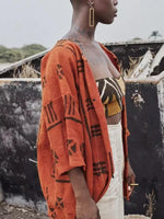 Load image into Gallery viewer, National printed cotton and linen pocket cardigan
