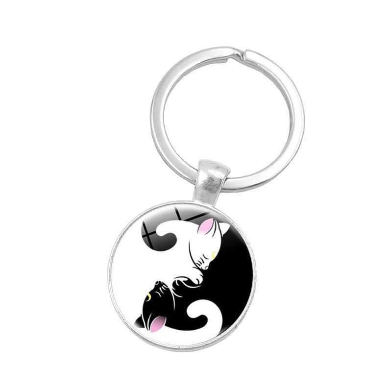 Dog Footprint Glass Pendant Keychain