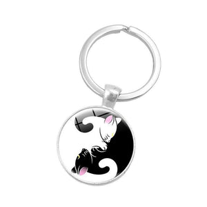 Dog Footprint Glass Pendant Keychain
