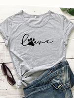 Load image into Gallery viewer, Casual round neck dog paw print t-shirt
