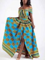 Load image into Gallery viewer, Ladies Sexy African Print Multi-Pattern Dress
