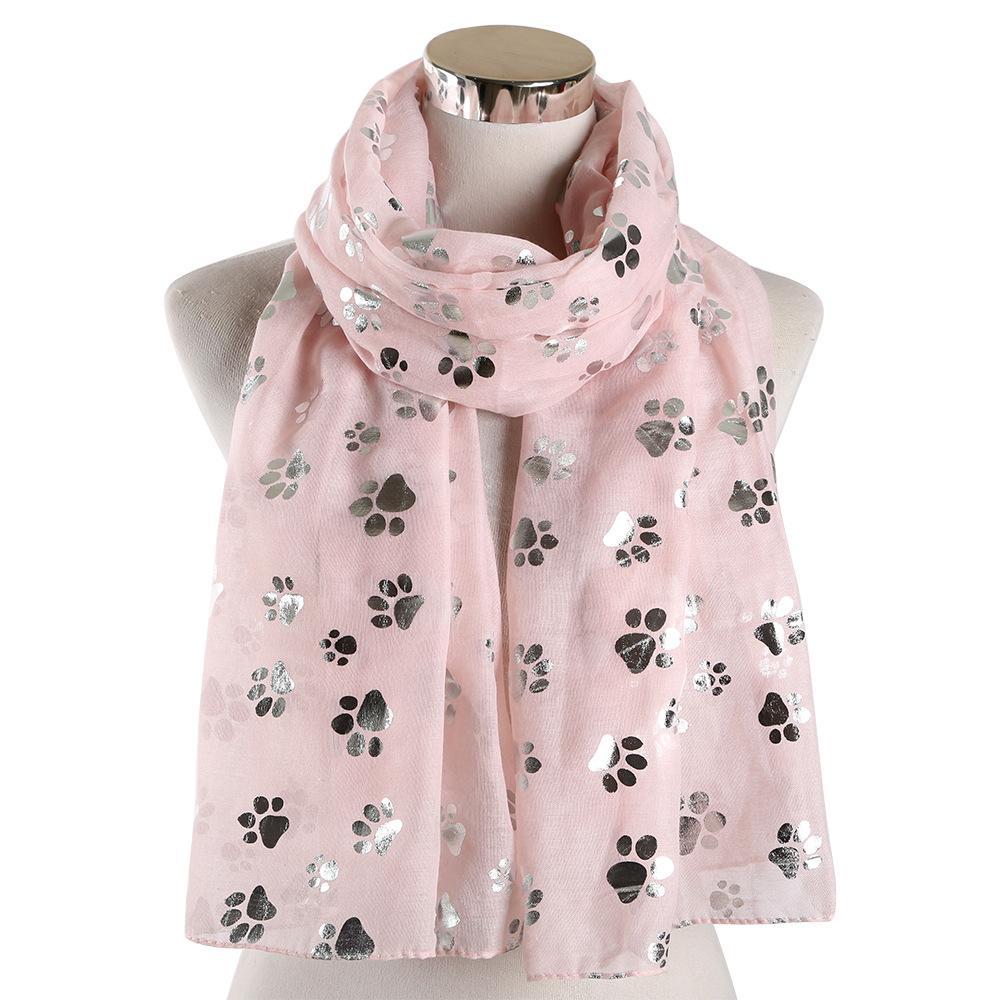 Dog Paw Print Hot Silver Scarf