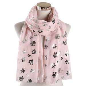 Dog Paw Print Hot Silver Scarf