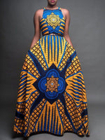 Load image into Gallery viewer, Women&#39;s Round Neck Sleeveless Ethnic Print Dress
