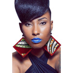 Load image into Gallery viewer, African print ethnic style retro earrings fashion geometric leaf earrings

