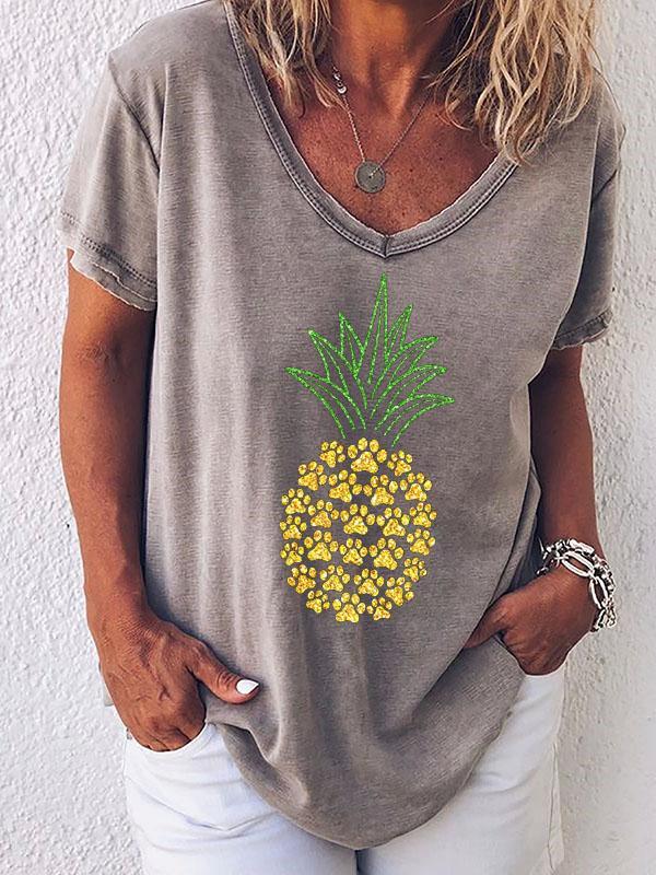 Dog's Paw Print Pineapple T-shirts
