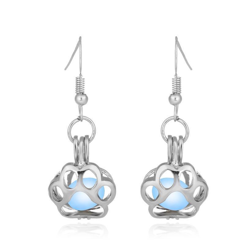 Personalized Hollow Multicolor Luminous Dog Paw Earrings