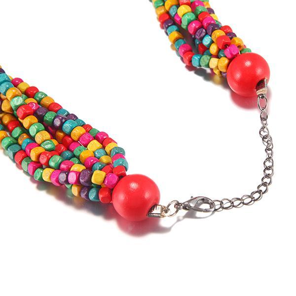 Color Wooden Necklace Suit
