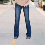 Load image into Gallery viewer, Dog Paw Ladies Low-rise Medium-washed Denim Bootcut Pants
