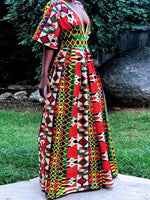 Load image into Gallery viewer, Sexy Ethnic Printed V-neck Mid-sleeved Jumpsuit
