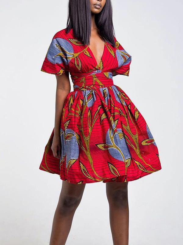 Sexy Printed Irregular Backless Strap Dress