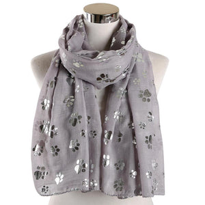 Dog Paw Print Hot Silver Scarf