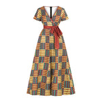 Load image into Gallery viewer, African Sexy Female V-neck With Belt Wide-leg Trousers Two-Pocket Jumpsuit
