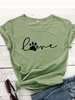 Load image into Gallery viewer, Casual round neck dog paw print t-shirt
