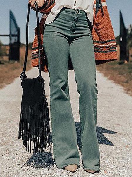 Ladies Fashion High Waist Stretch Thin Loose Flared Pants New Product Jeans