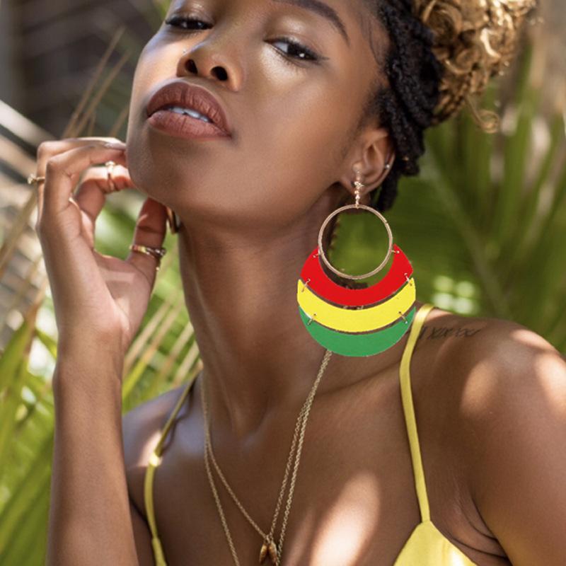 African Exaggerated Tassel Multilayer Wooden Earrings