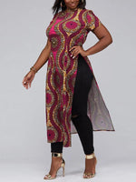 Load image into Gallery viewer, Women&#39;s Ethnic Split Short Sleeve Zipper Top
