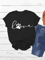 Load image into Gallery viewer, Casual round neck dog paw print t-shirt
