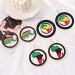 Load image into Gallery viewer, Map hollow wooden big earrings
